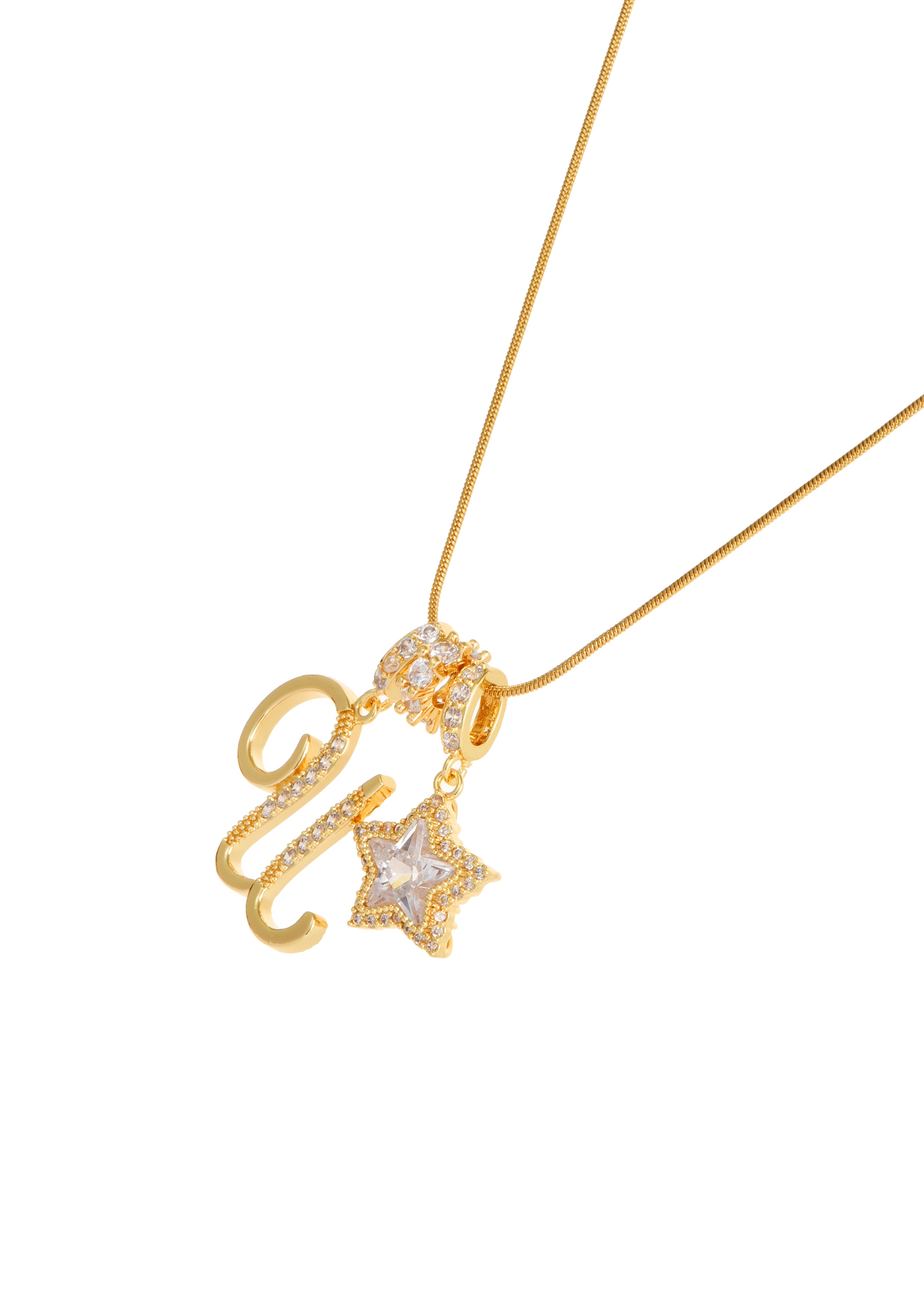 Star Alphabets Golden Necklace