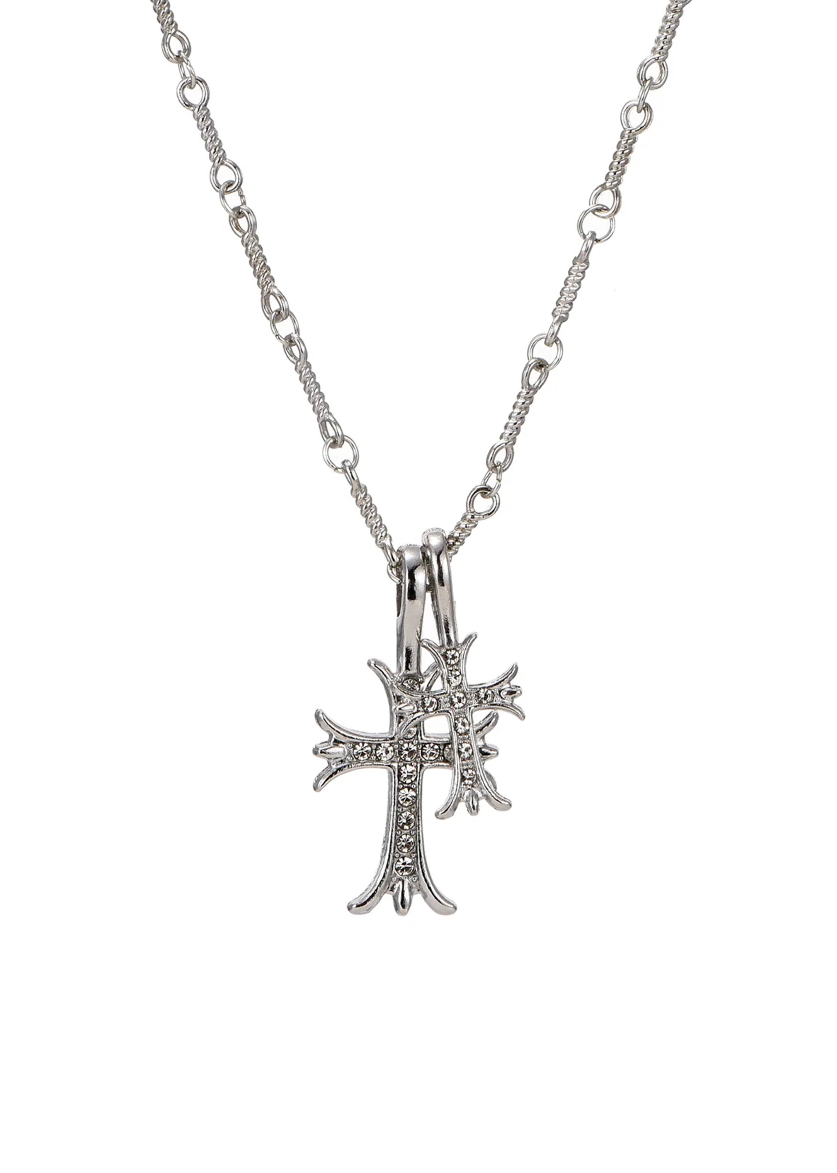 Val Duo Cross Silver Necklace