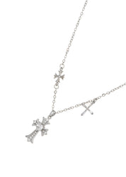 Gina Trio Cross Necklace - Silver