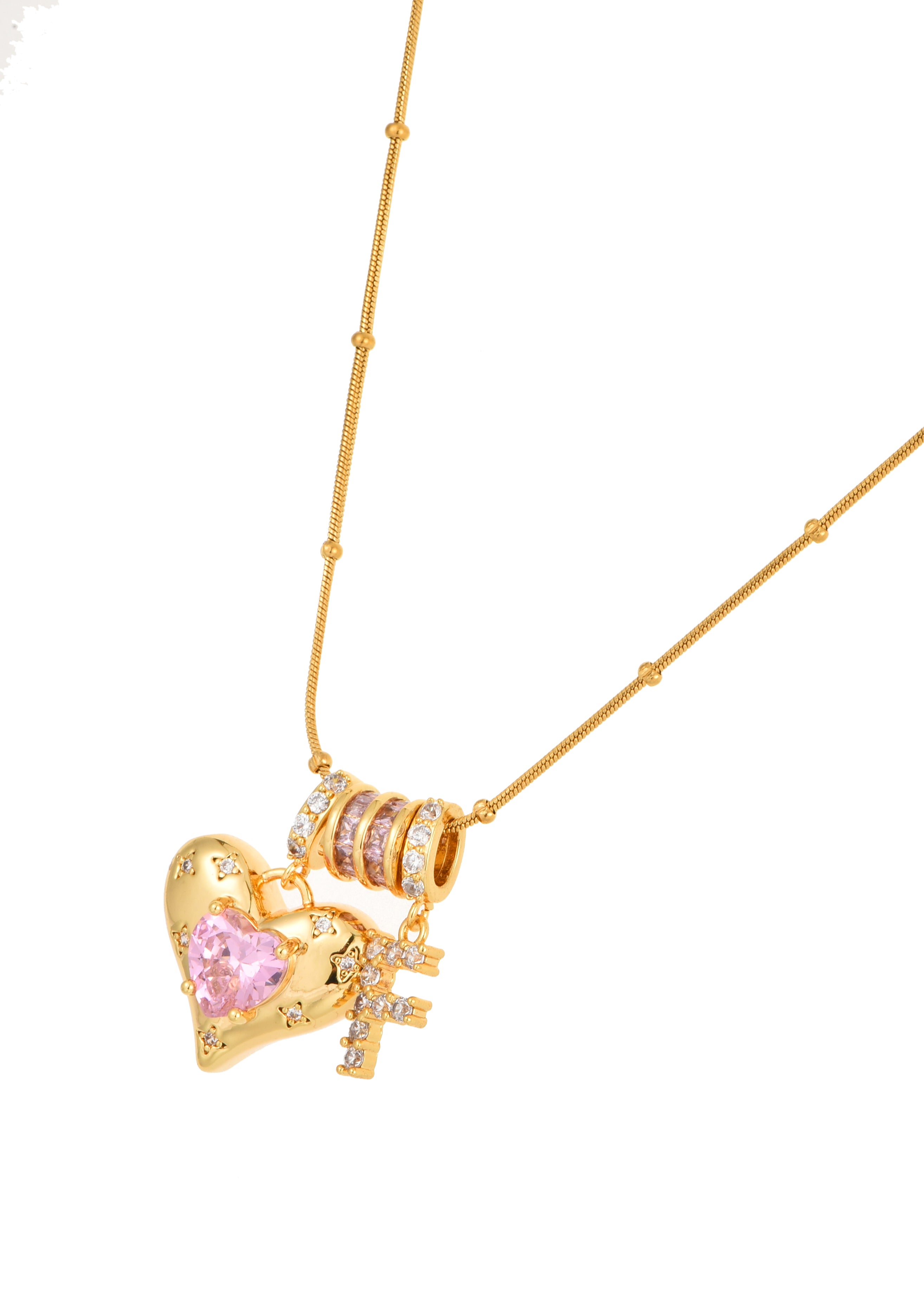 Foufou Heart Alphabets Necklace - Golden