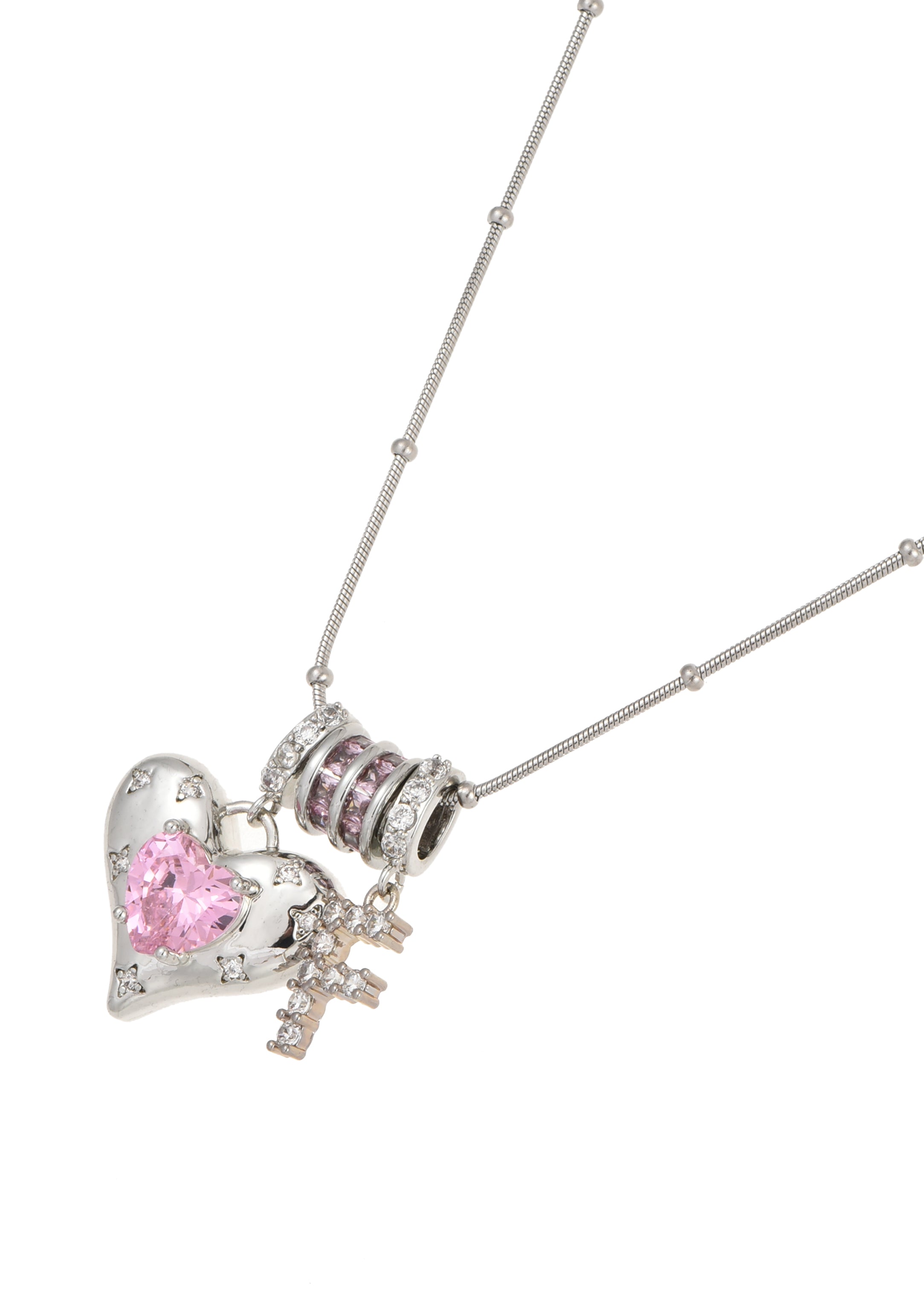 Foufou Heart Alphabets Necklace - Silver
