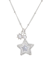 Jane Star Sun Necklace - Blue Silver
