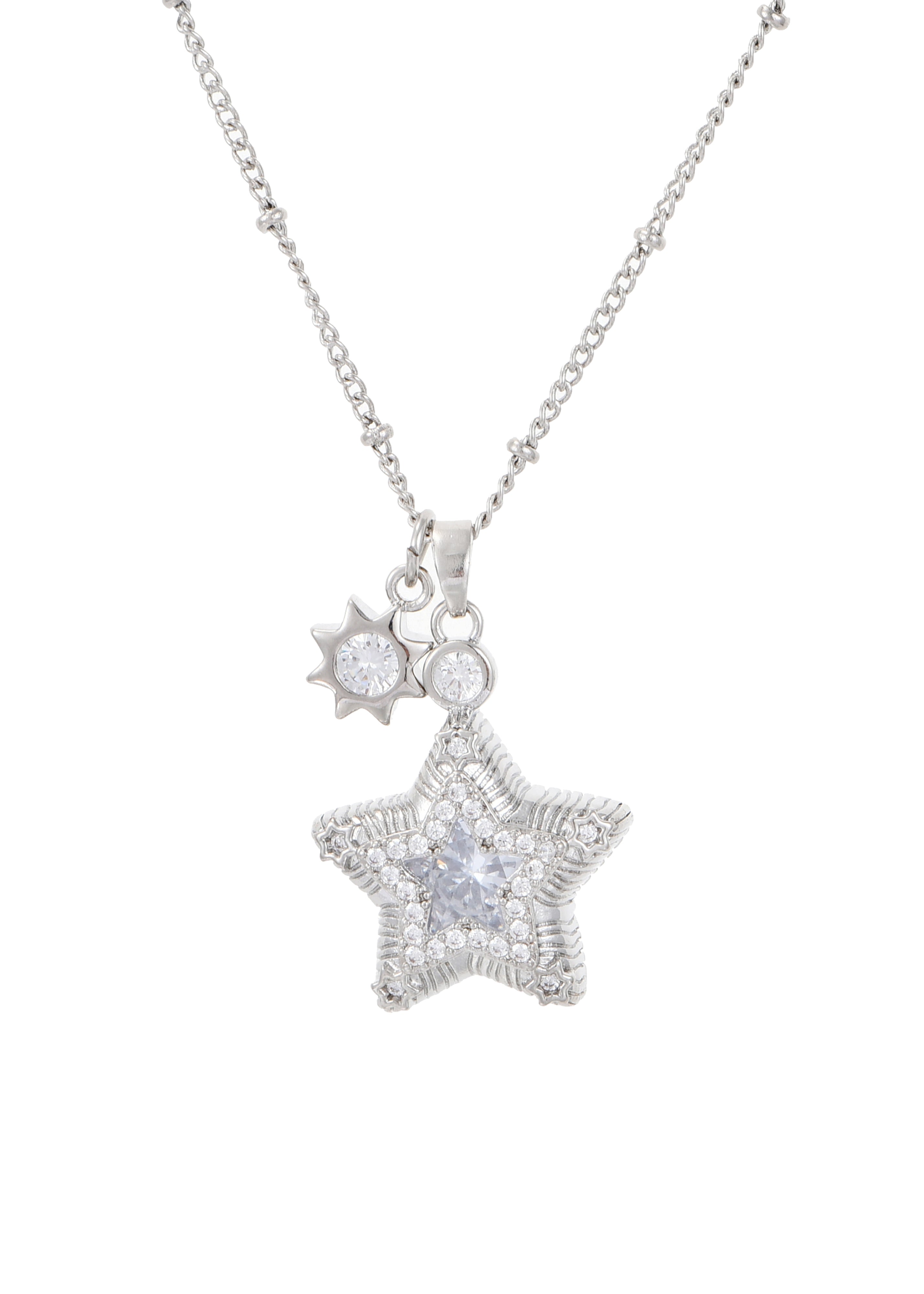 Jane Star Sun Necklace - Blue Silver