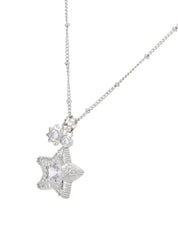 Jane Star Sun Necklace - Blue Silver
