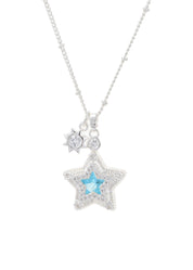 Jane Star Sun Necklace - Blue Silver