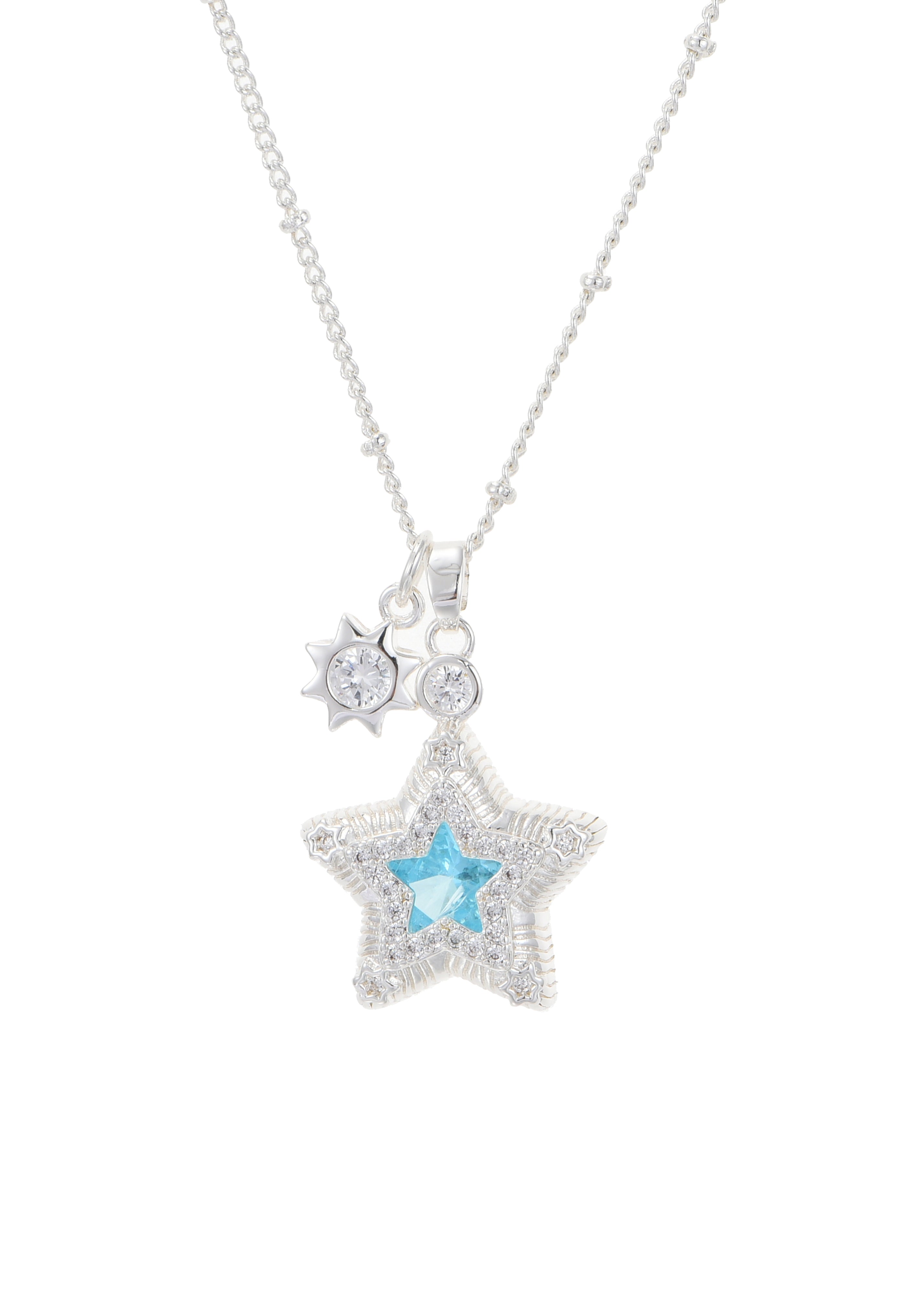 Jane Star Sun Necklace - Blue Silver