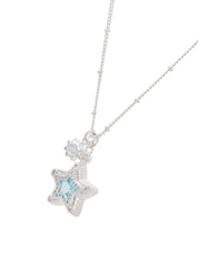 Jane Star Sun Necklace - Blue Silver