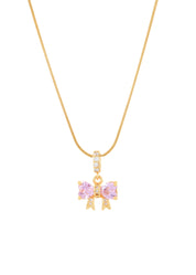 Marvis Pink Bow Golden Necklace