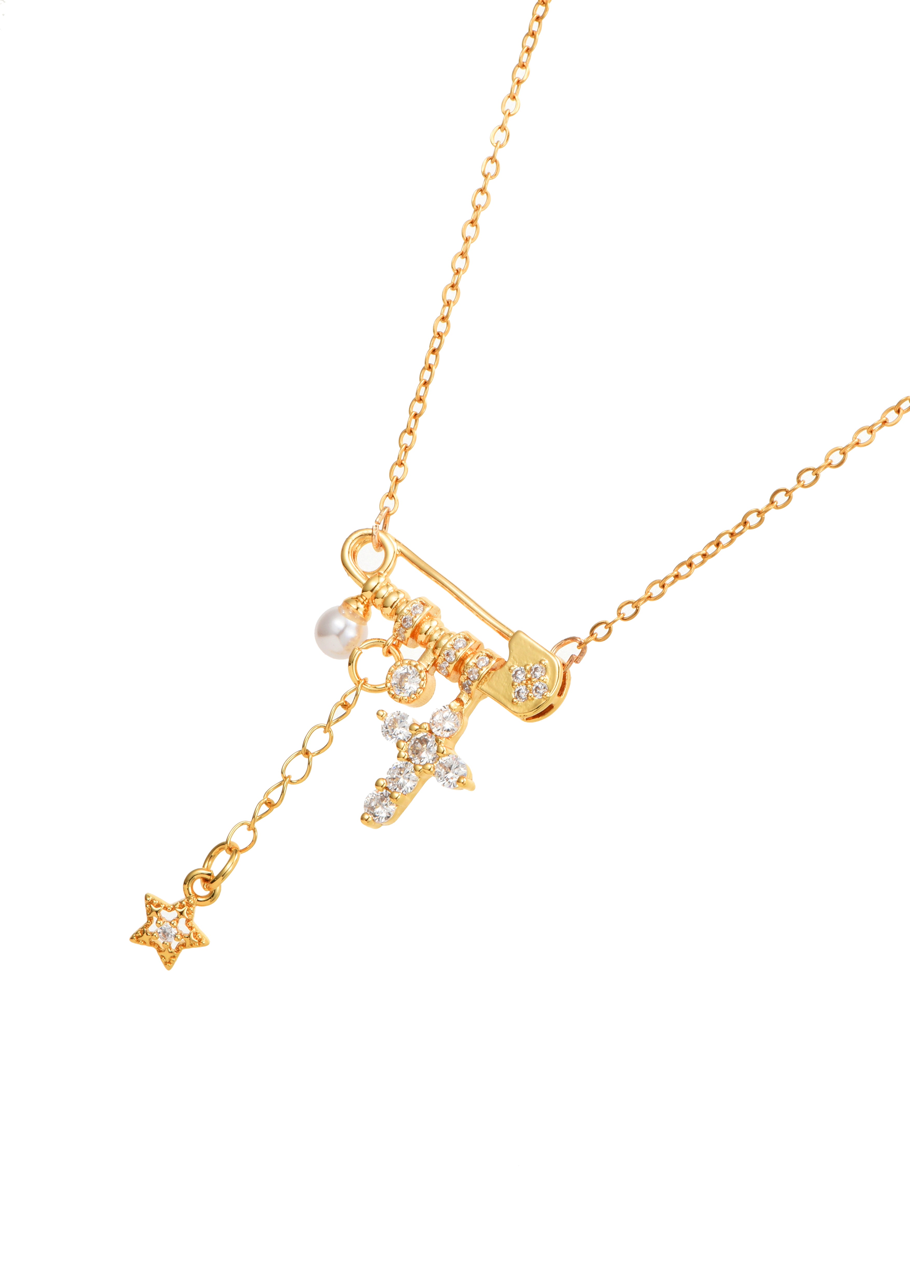 Carmen Cross Clip Golden Necklace