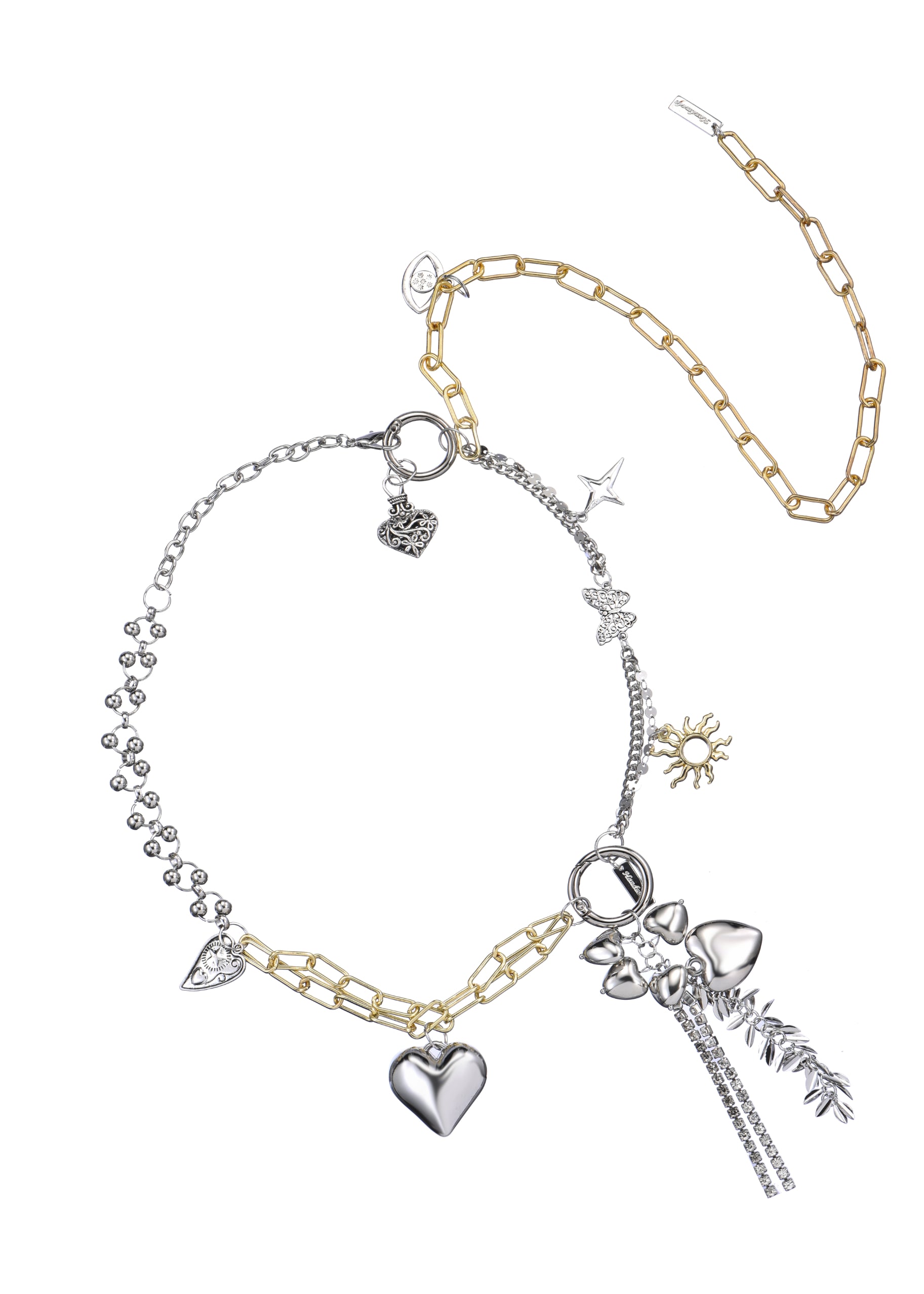 Foufou Summer Sun Heart Golden Silver Waist Chain