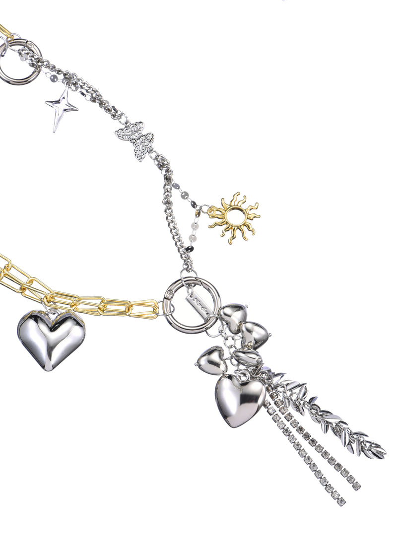 Foufou Summer Sun Heart Golden Silver Waist Chain
