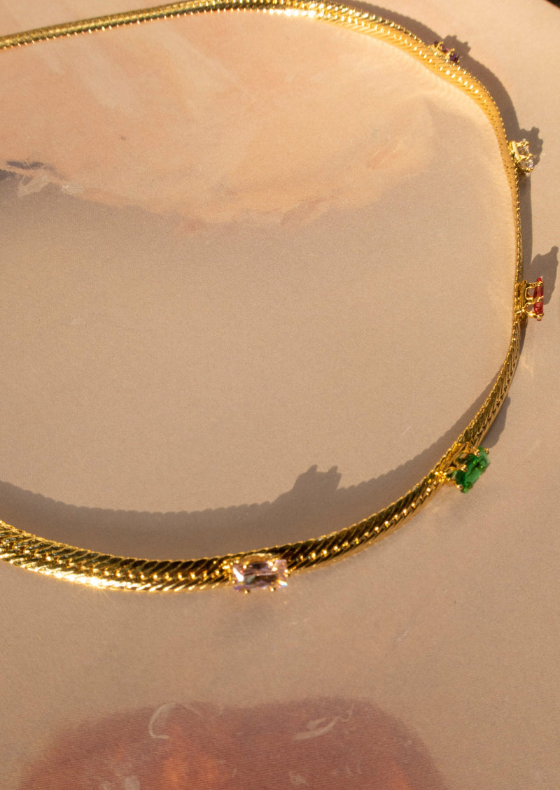Wonderland Colorful Stones Golden Necklace