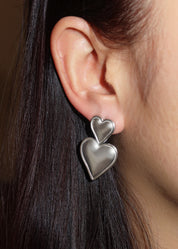 Heart Heart Silver Earrings