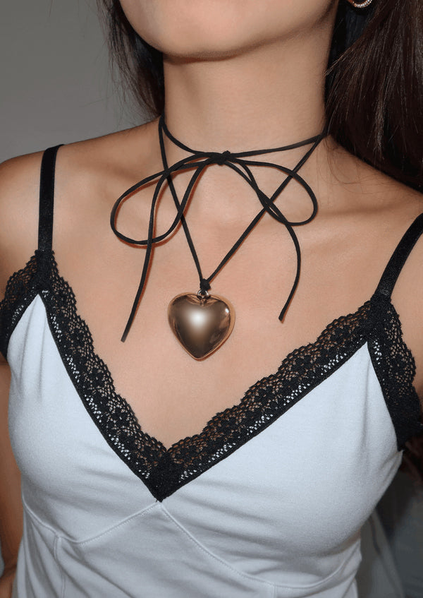 Isabelle Golden Velvet Heart Necklace