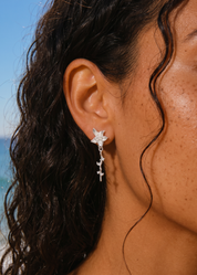 Cherry Flower Silver Earrings