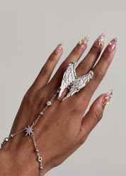 Foufou Gilded Wings Hand Chain Bracelet - Silver