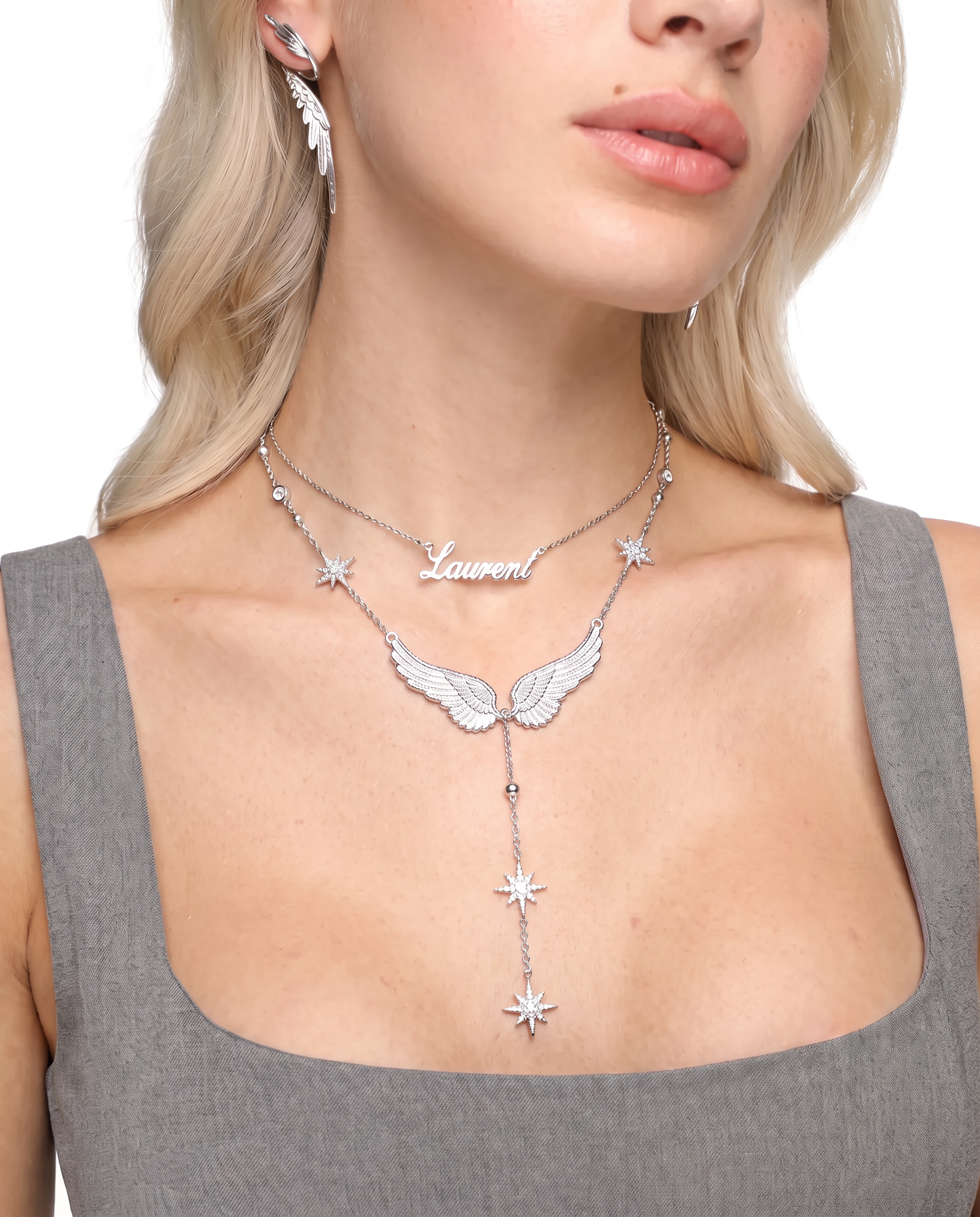 Foufou Gilded Wings Necklace - Silver