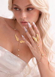 Foufou Gilded Wings Hand Chain Bracelet - Silver