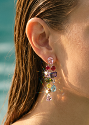 Kylie Colorful Crystals Silver Earrings