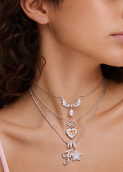Moonstone Wings Necklace- Silver
