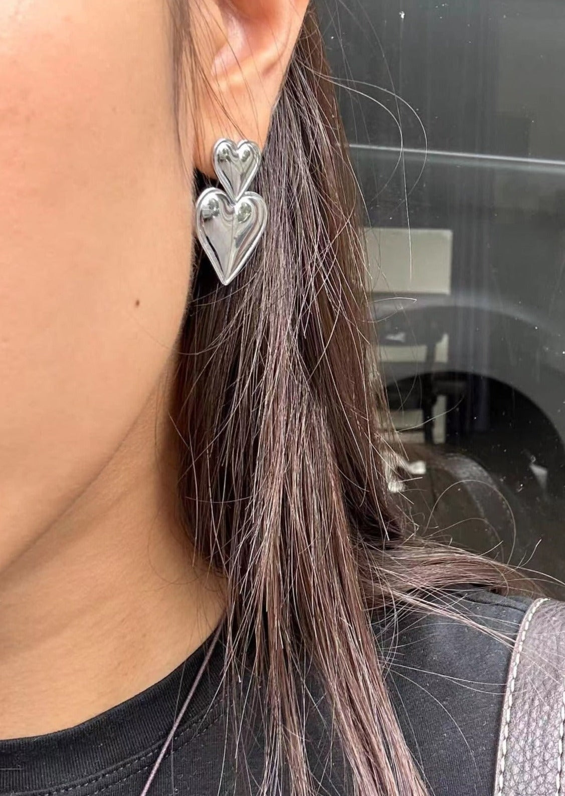 Heart Heart Silver Earrings – Vintage Jewelry for Women