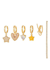 New Year Eve Star Huggie Earrings Set