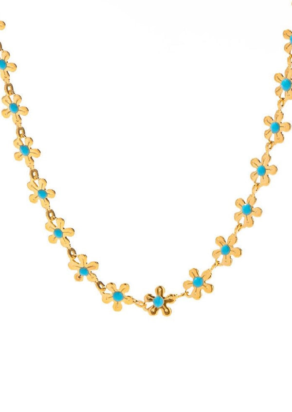 Collar Erica Flores Azules Dorado