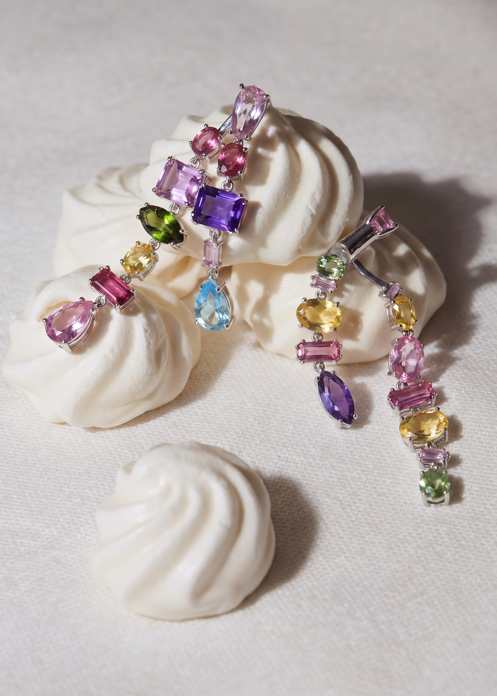 Kylie Colorful Crystals Silver Earrings