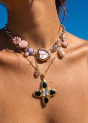 Lou Black Cross Golden Necklace