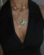 Lou Turquoise Shell Cross Summer Golden Necklace