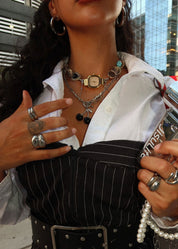 Black Cherry Garden Silver Necklace