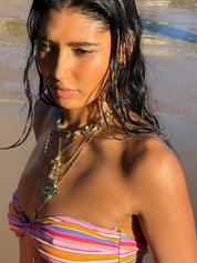 Lou Turquoise Shell Cross Summer Golden Necklace