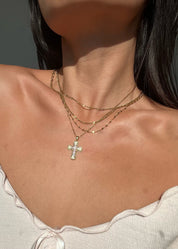 Simple Trio-Layer Golden Chain Necklace