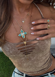 Martina Cross Long Chain Necklace - Lariat Extra Long