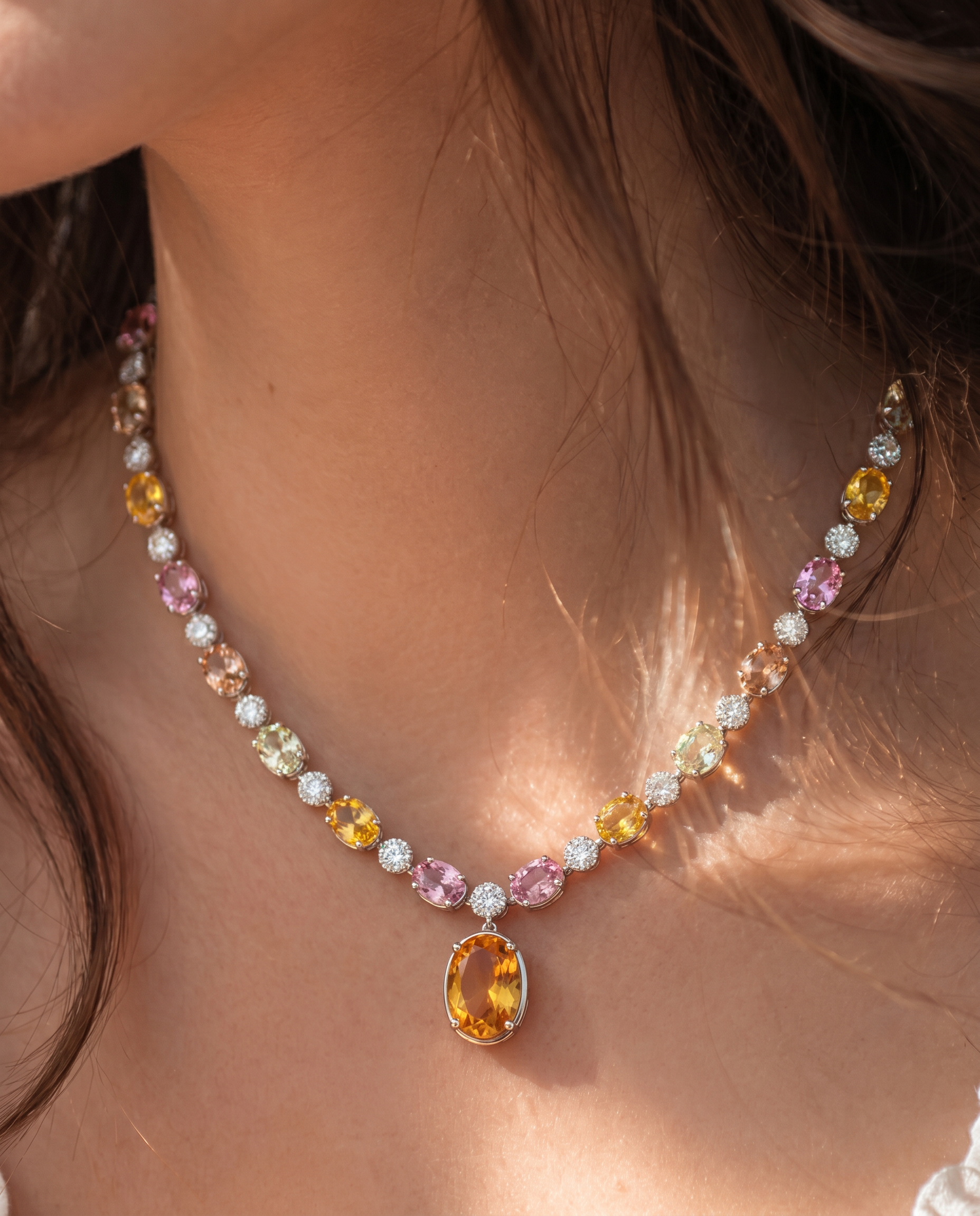 Collar Marta Amarillo Rosa Diamantes