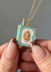 Green Diary Book Locket Necklace