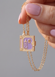 Purple Diary Book Locket Necklace