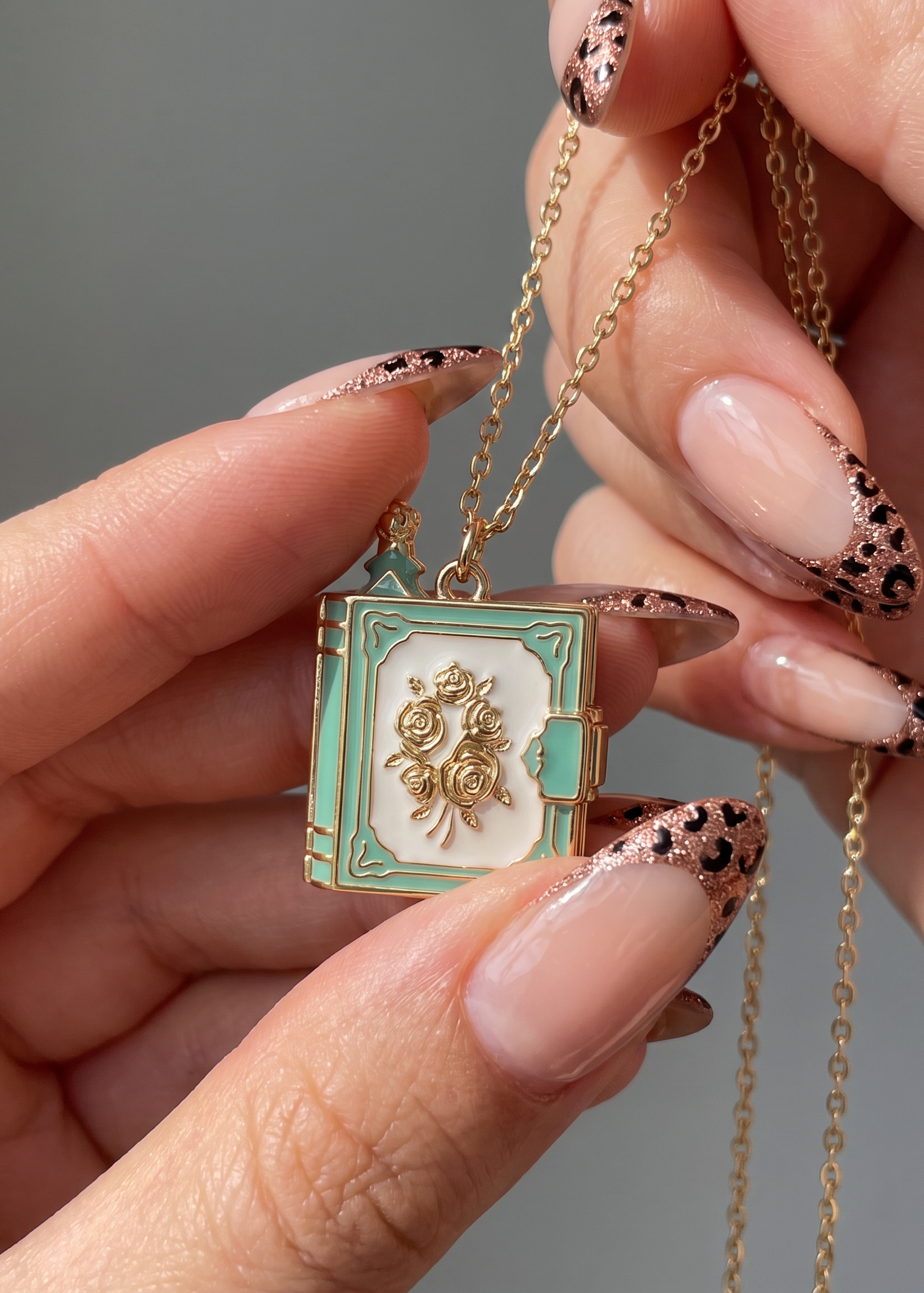 Green Diary Book Locket Necklace