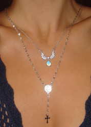 Moonstone Wings Necklace- Silver