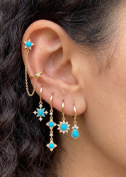 Petit Gaia Blue Turquoise Sun Golden Earrings Set