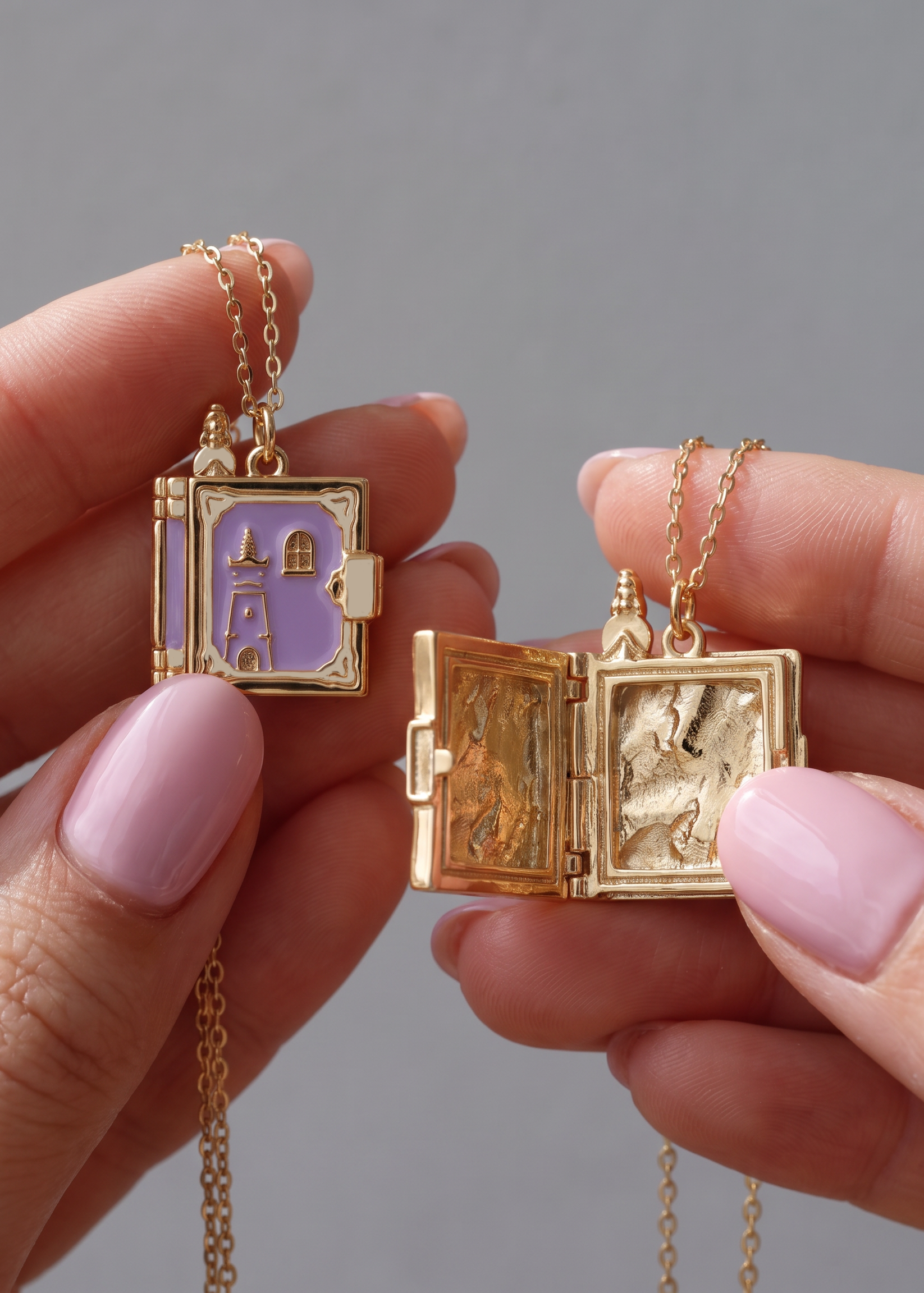 Purple Diary Book Locket Necklace