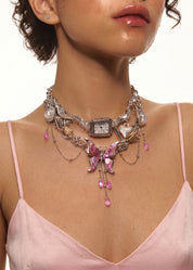 midninght-oclock-y2k-silver-choker-necklace_Purple-Jungle-Butterfly