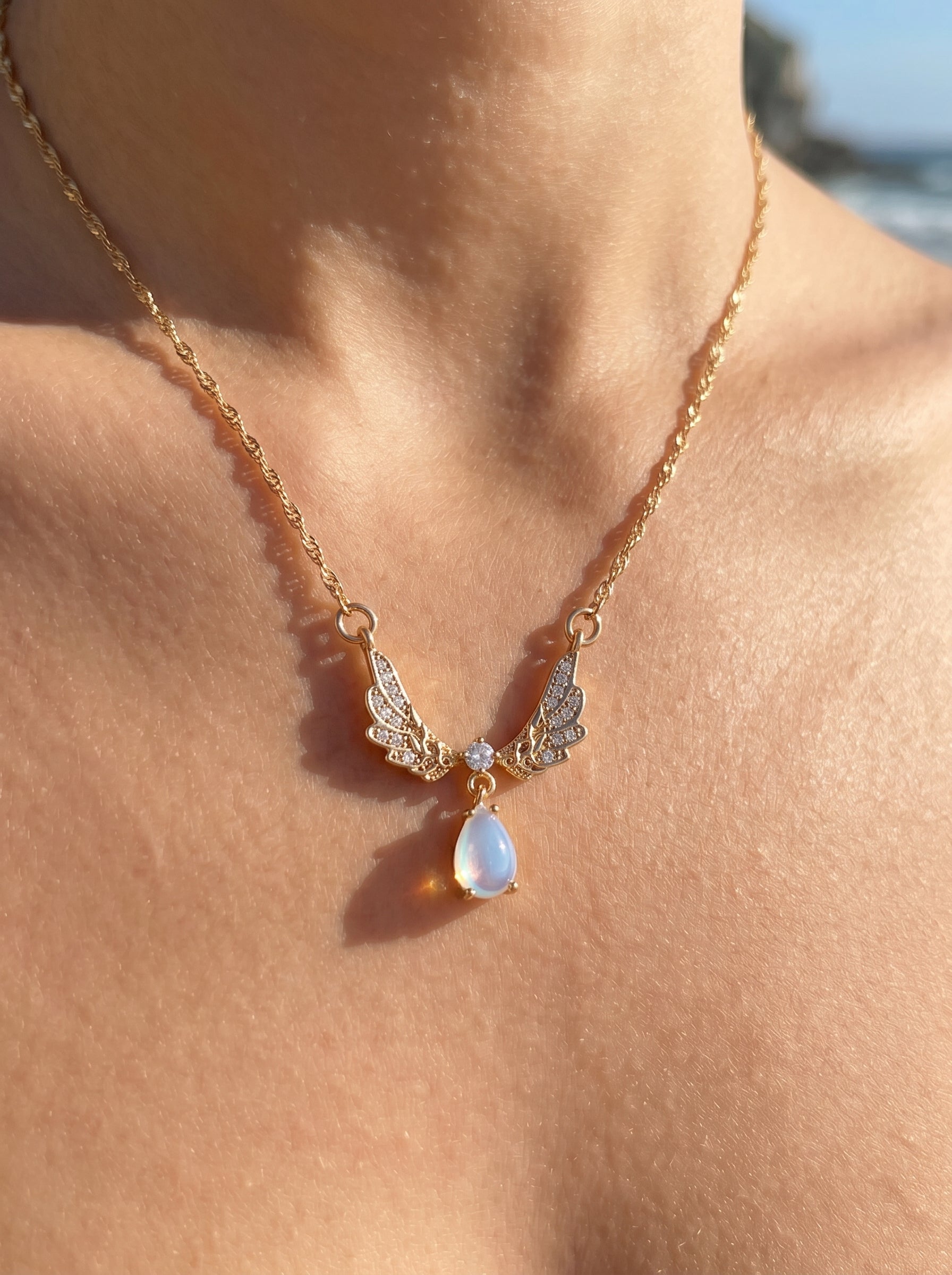 Moonstone Wings Necklace