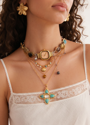 Sid Sea Shell Blue Golden Necklace