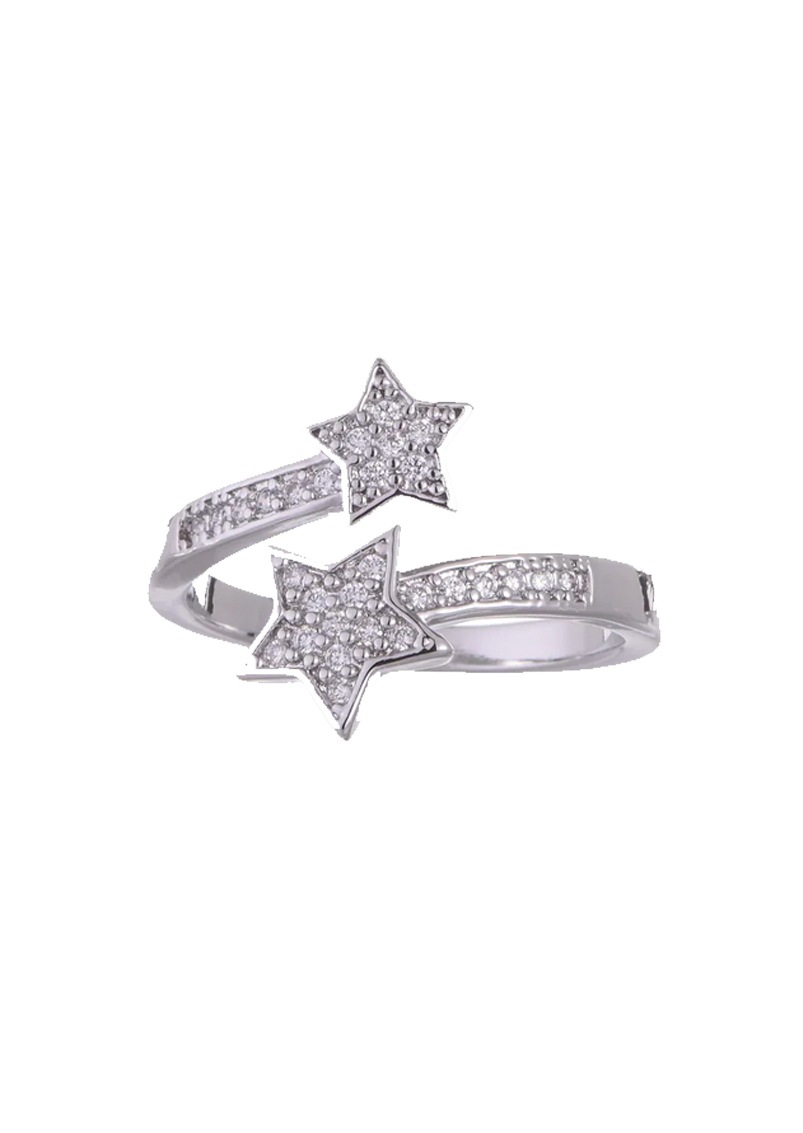 Double Star Zircon Adjustable Ring